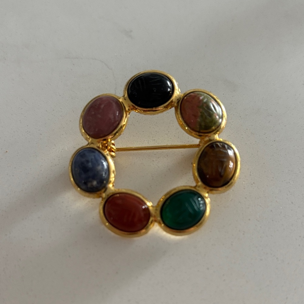 Scarab Elegant Multicolor Brooch